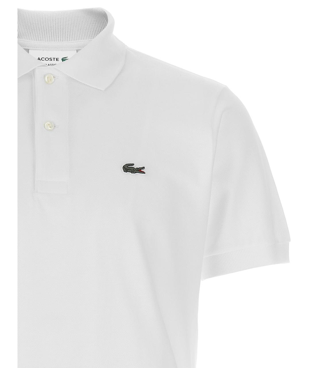 LACOSTE Белое хлопковое поло с коротким рукавом, фото 3