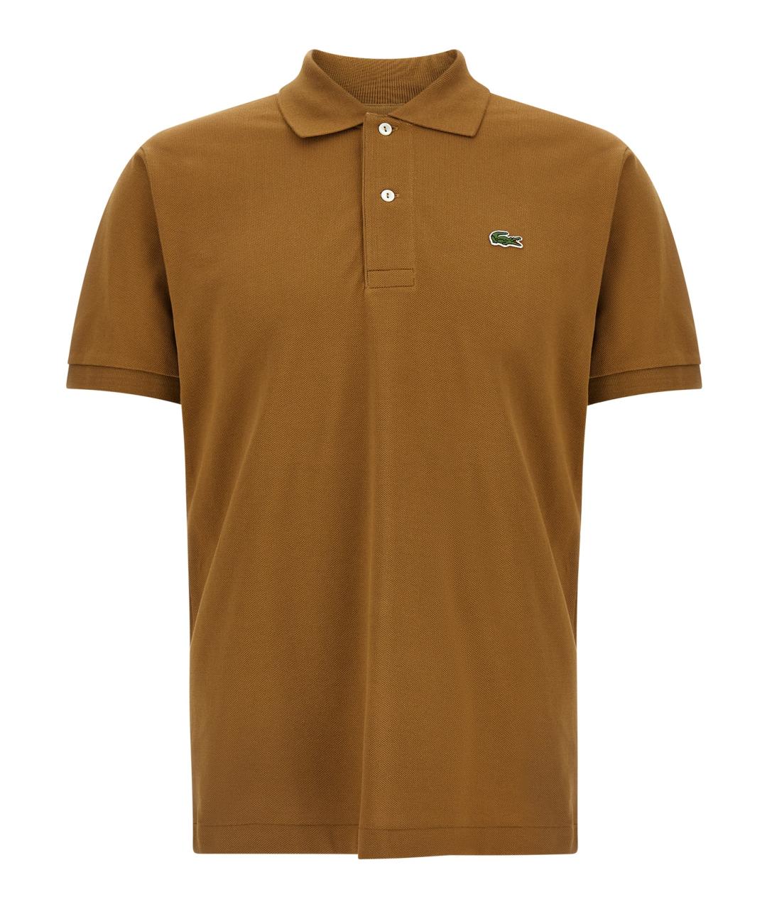 LACOSTE Коричневое хлопковое поло с коротким рукавом, фото 1