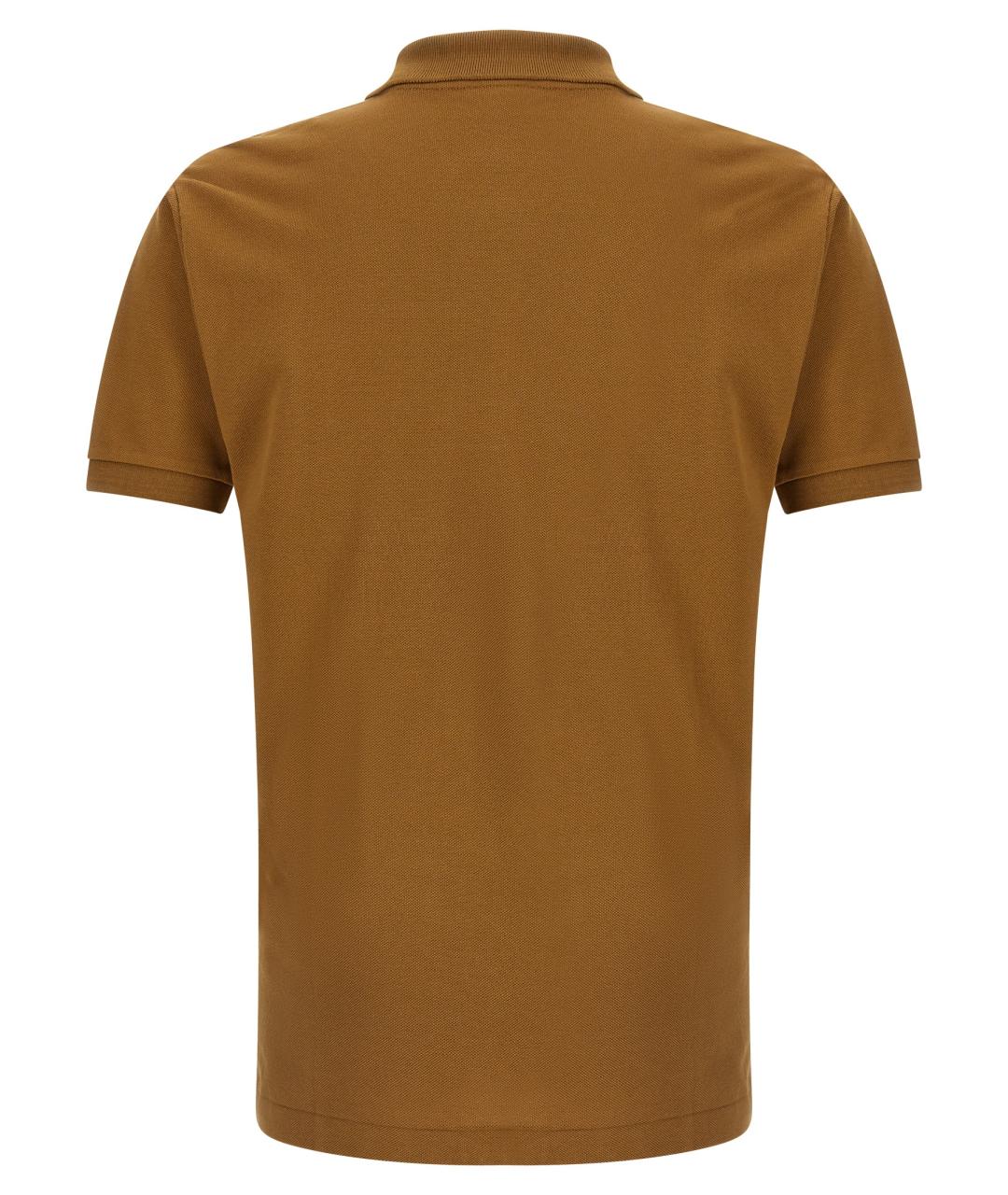 LACOSTE Коричневое хлопковое поло с коротким рукавом, фото 2