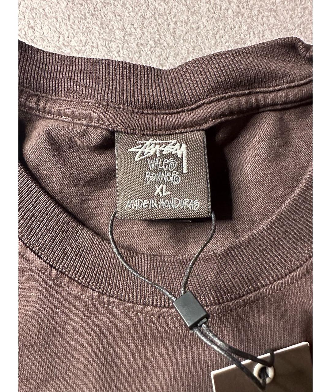 STUSSY Коричневая хлопковая футболка, фото 5