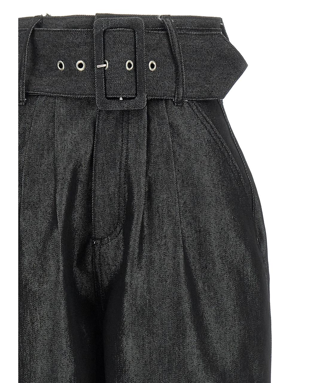 ROTATE Черные хлопковые прямые брюки, фото 3