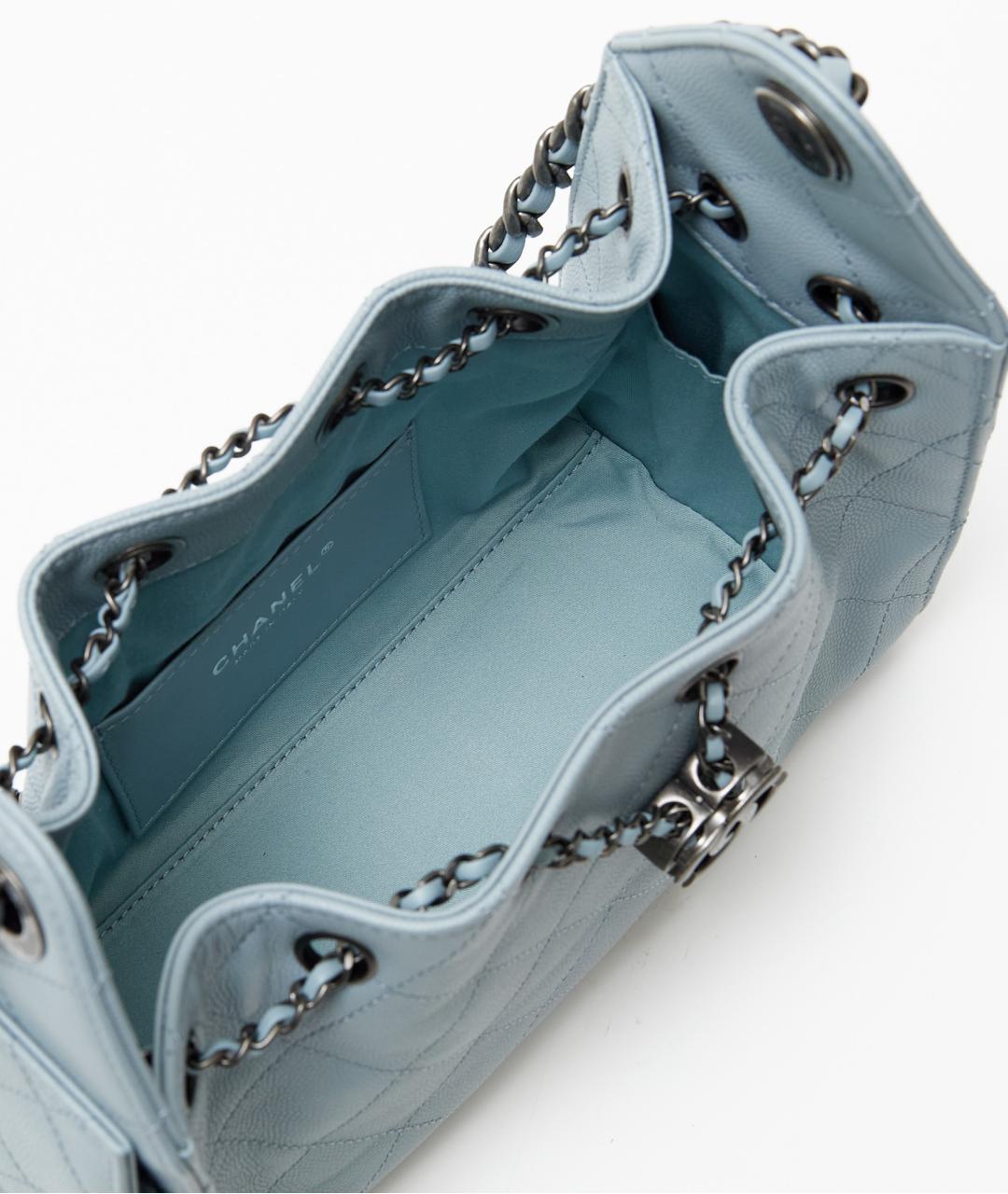 CHANEL Голубая кожаная сумка с короткими ручками, фото 5