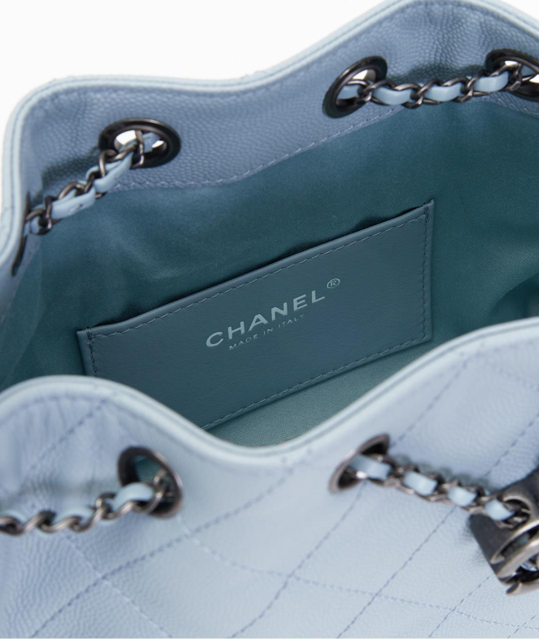 CHANEL Голубая кожаная сумка с короткими ручками, фото 6