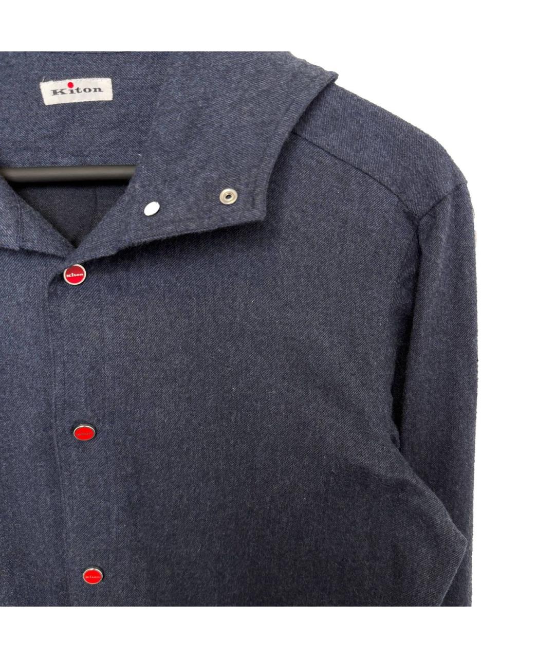 KITON Синяя хлопковая кэжуал рубашка, фото 2