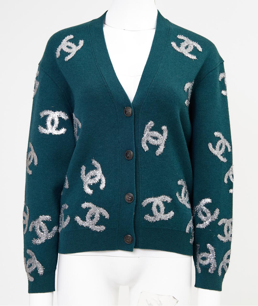 CHANEL Зеленый кашемировый кардиган, фото 8