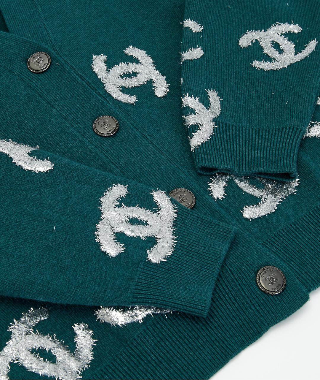 CHANEL Зеленый кашемировый кардиган, фото 4