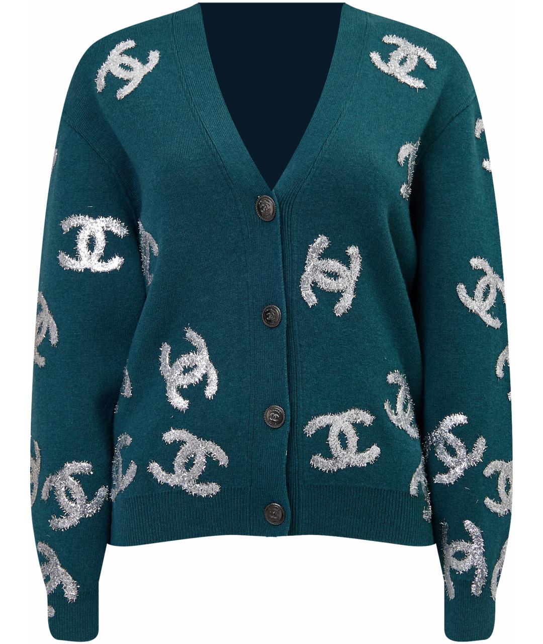 CHANEL Зеленый кашемировый кардиган, фото 1