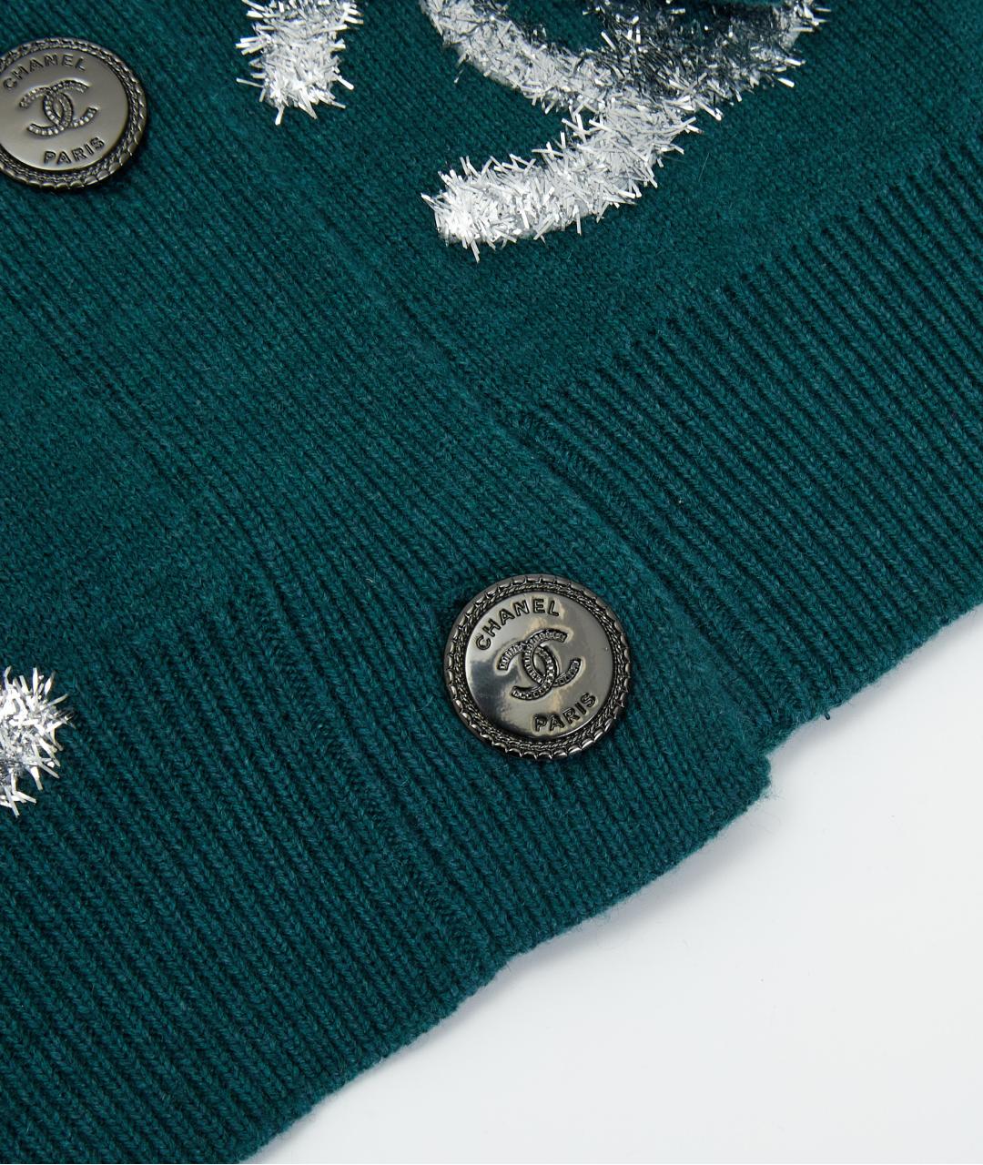 CHANEL Зеленый кашемировый кардиган, фото 5