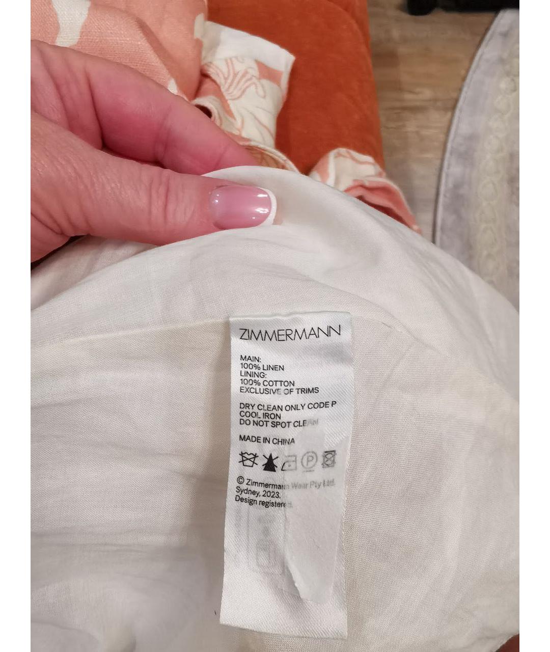 ZIMMERMANN Розовое льняное повседневное платье, фото 6