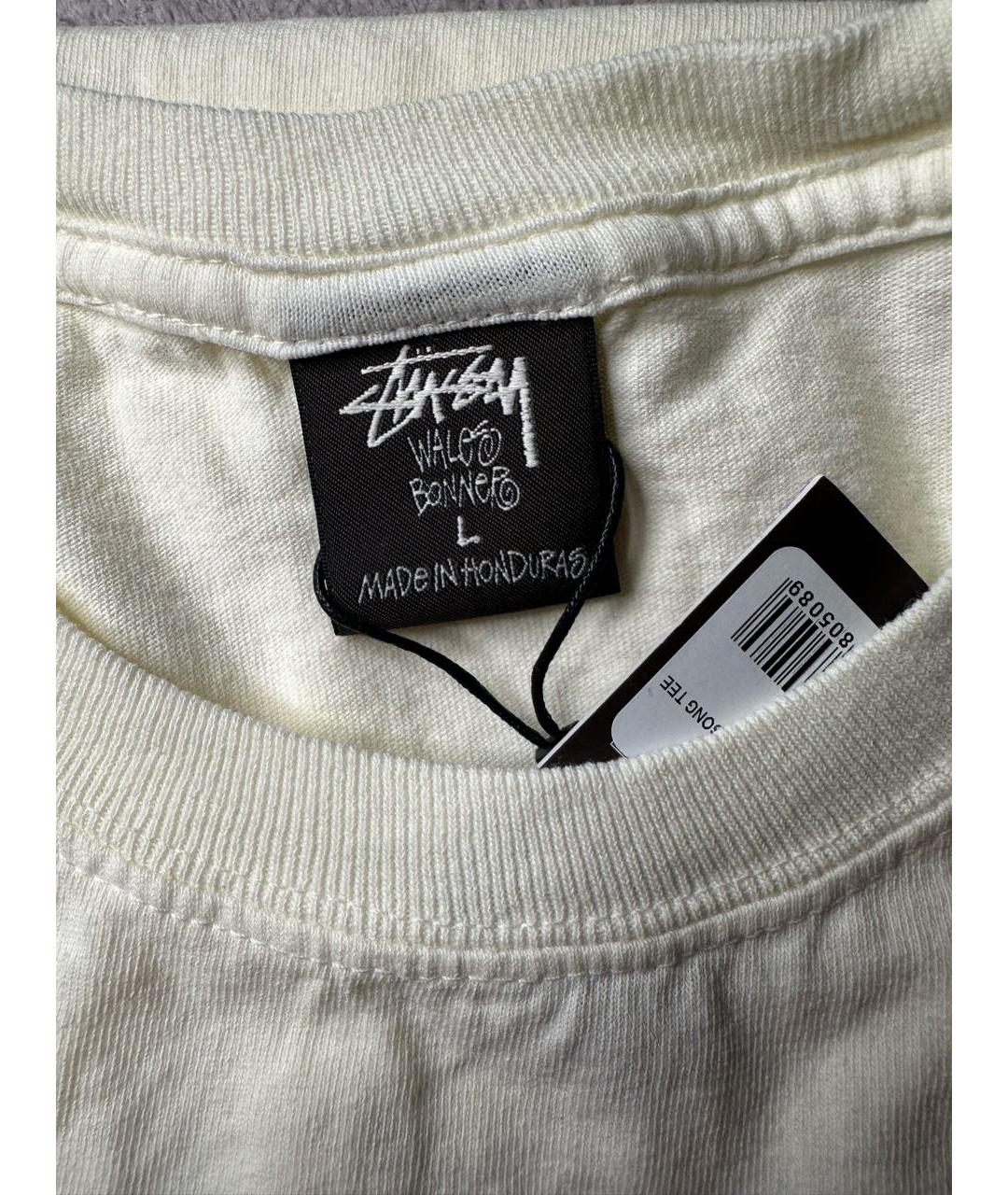 STUSSY Бежевая хлопковая футболка, фото 6