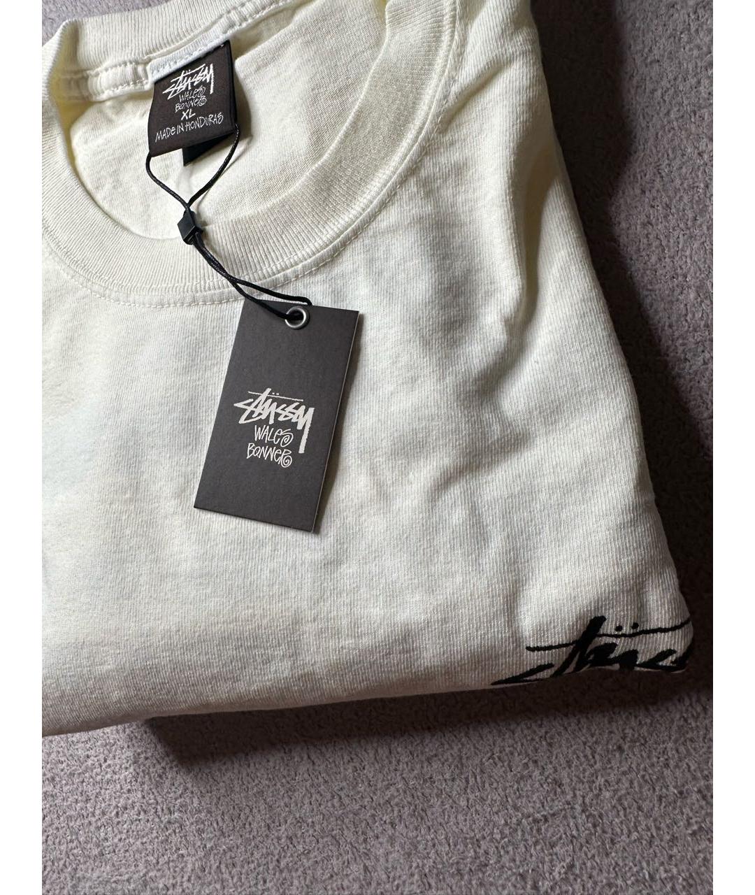 STUSSY Бежевая хлопковая футболка, фото 8