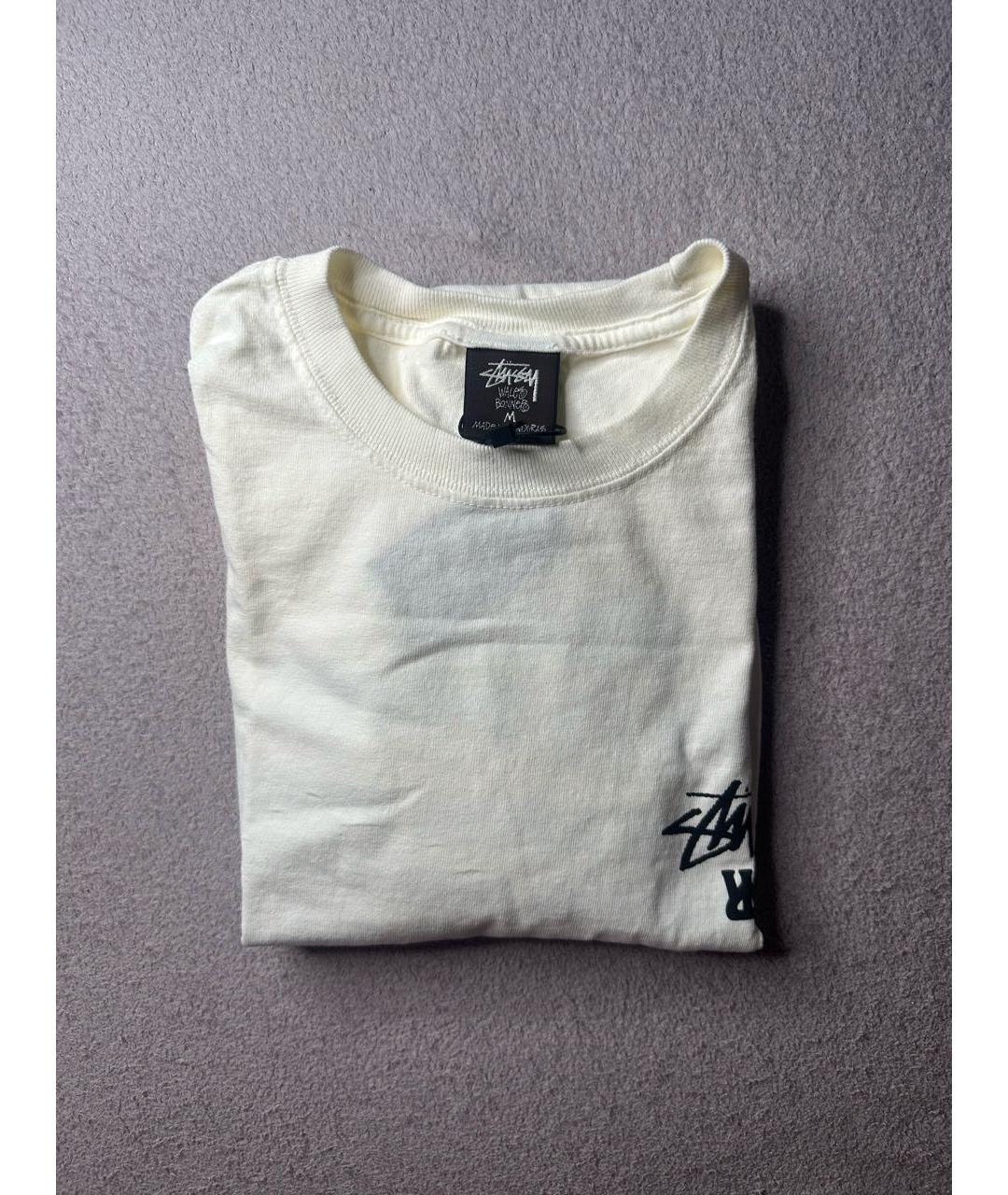 STUSSY Бежевая хлопковая футболка, фото 3