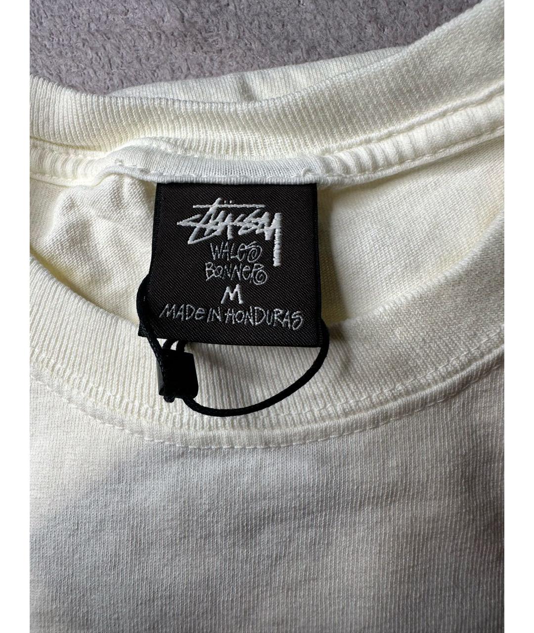 STUSSY Бежевая хлопковая футболка, фото 4