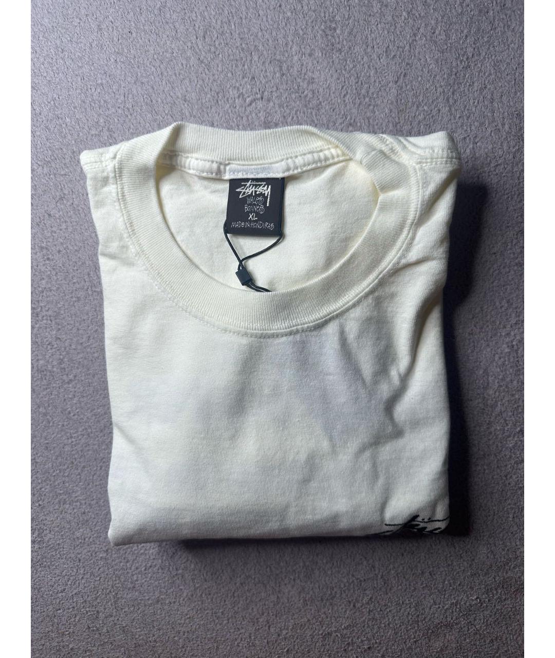 STUSSY Бежевая хлопковая футболка, фото 7