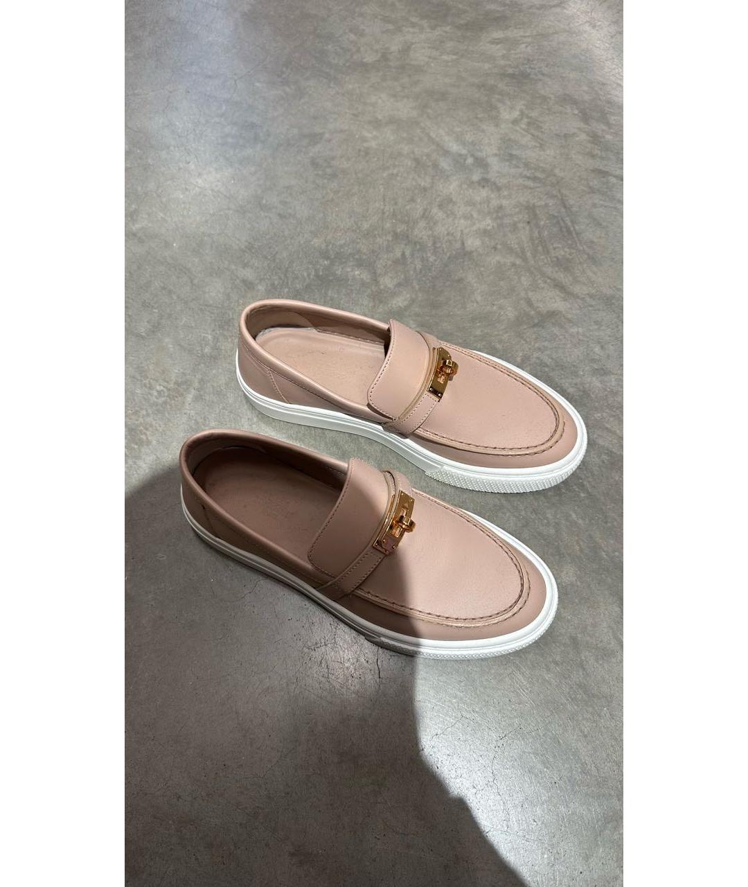 HERMES Розовые кожаные лоферы, фото 3