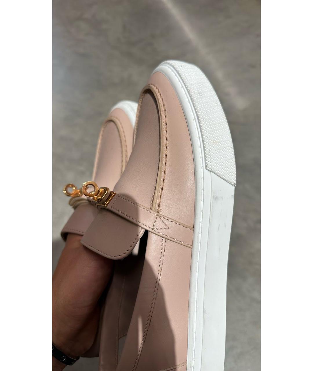 HERMES Розовые кожаные лоферы, фото 5