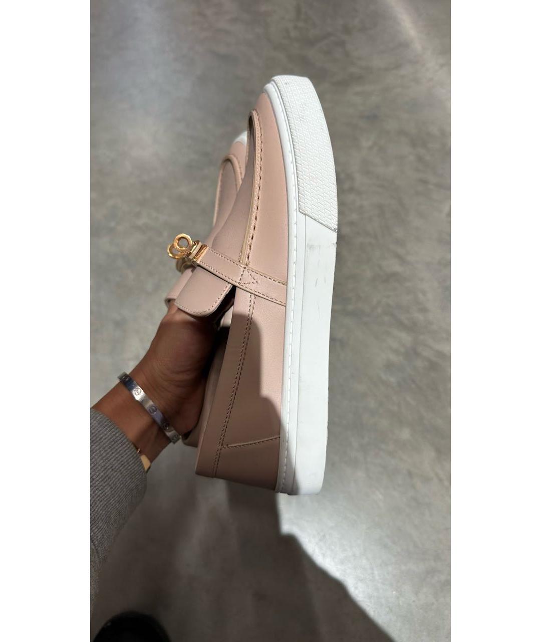 HERMES Розовые кожаные лоферы, фото 6