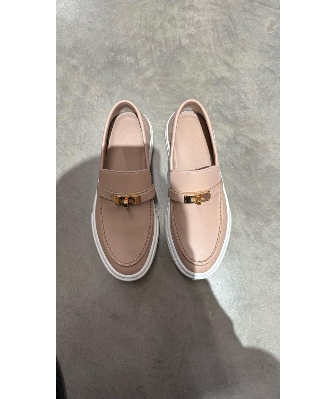 HERMES Розовые кожаные лоферы, фото 2