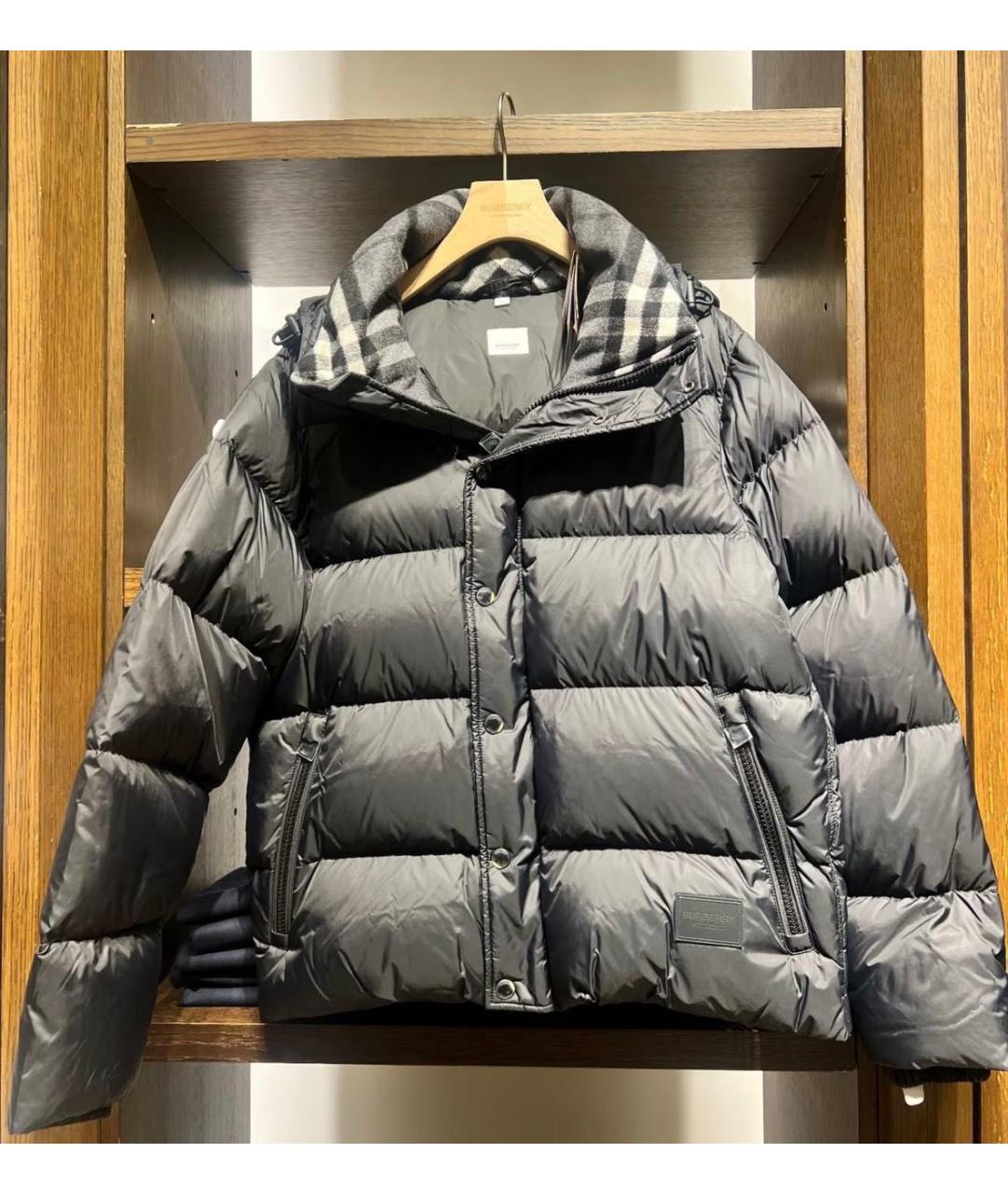 BURBERRY Черный полиэстеровый пуховик, фото 4