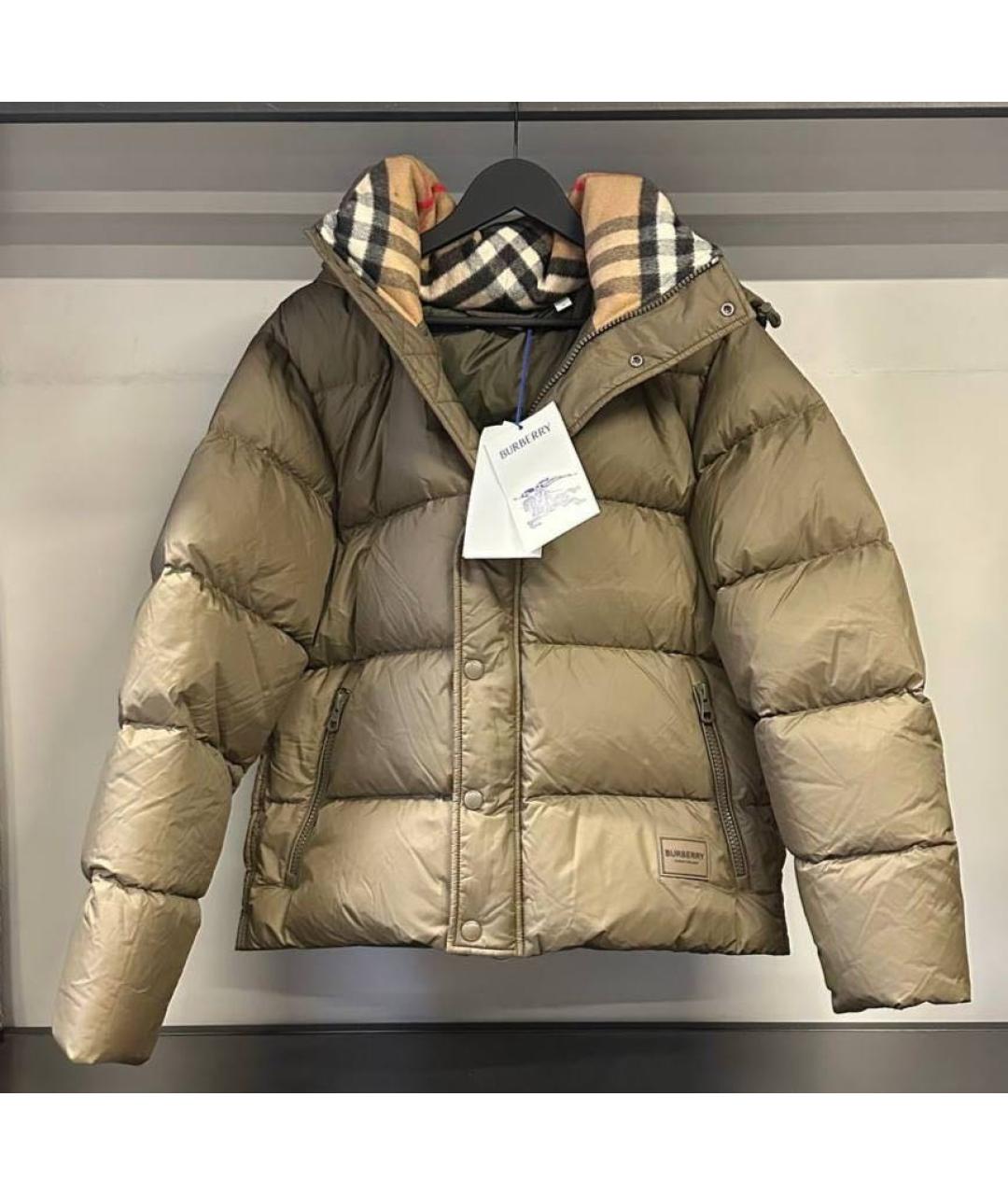 BURBERRY Хаки полиэстеровый пуховик, фото 4