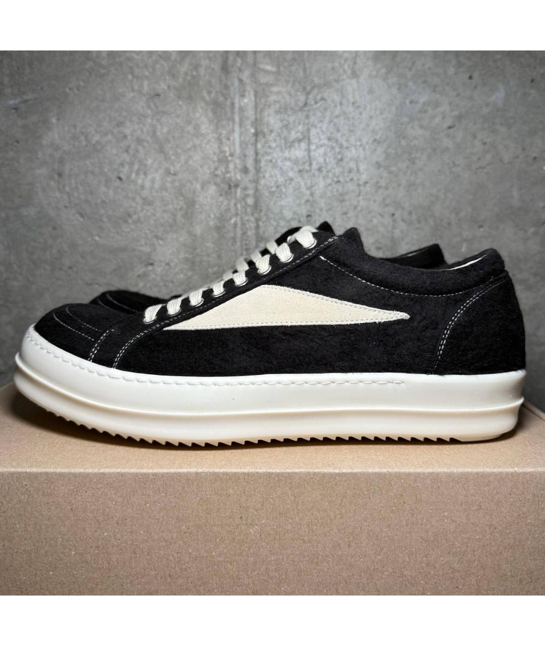 RICK OWENS DRKSHDW Черные текстильные низкие кроссовки / кеды, фото 9