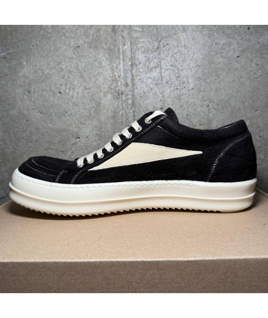 RICK OWENS DRKSHDW Черные текстильные низкие кроссовки / кеды, фото 4