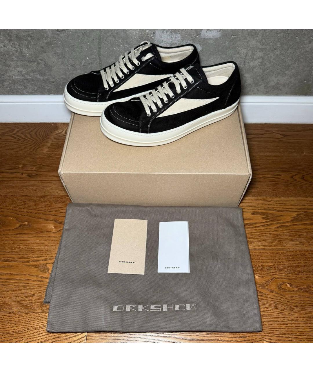 RICK OWENS DRKSHDW Черные текстильные низкие кроссовки / кеды, фото 3