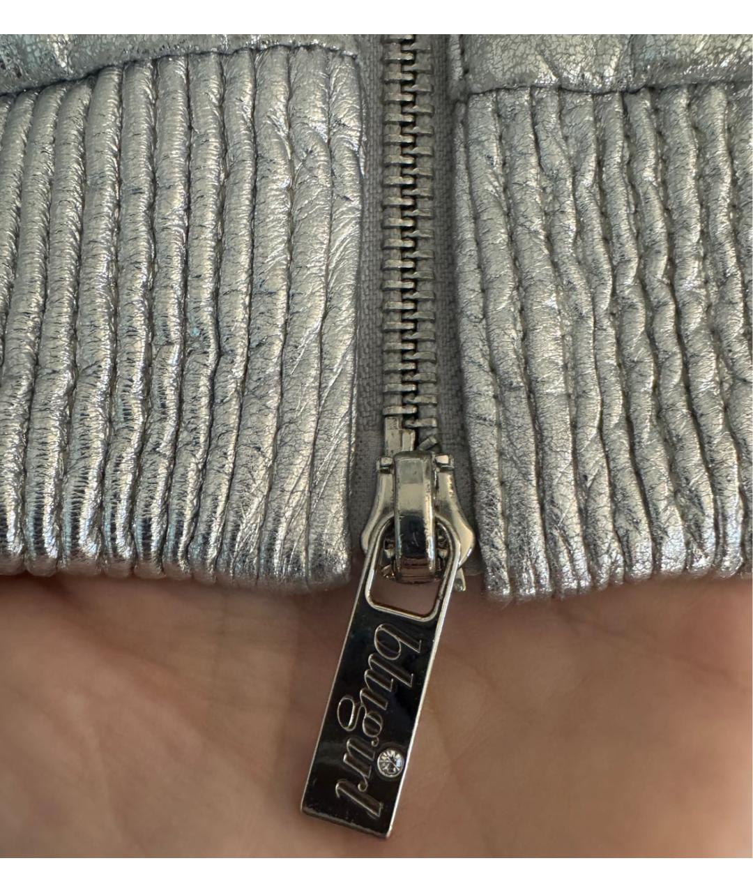 BLUGIRL Серебряная кожаная куртка, фото 7