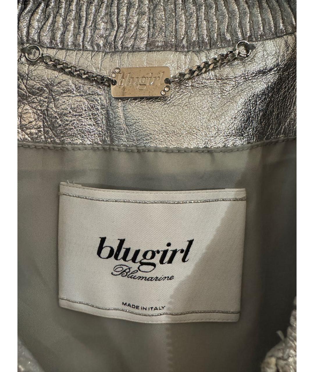 BLUGIRL Серебряная кожаная куртка, фото 6