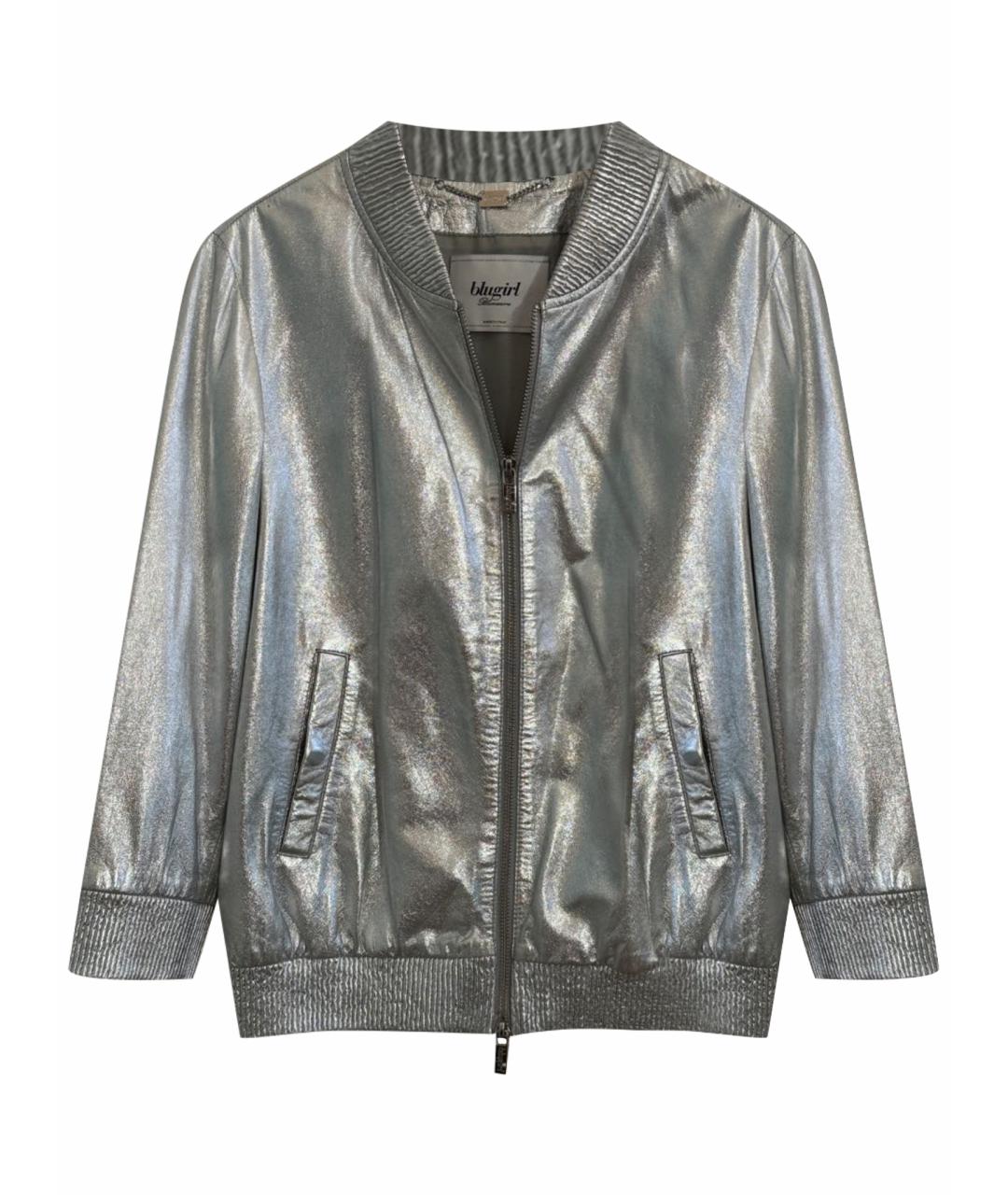 BLUGIRL Серебряная кожаная куртка, фото 1