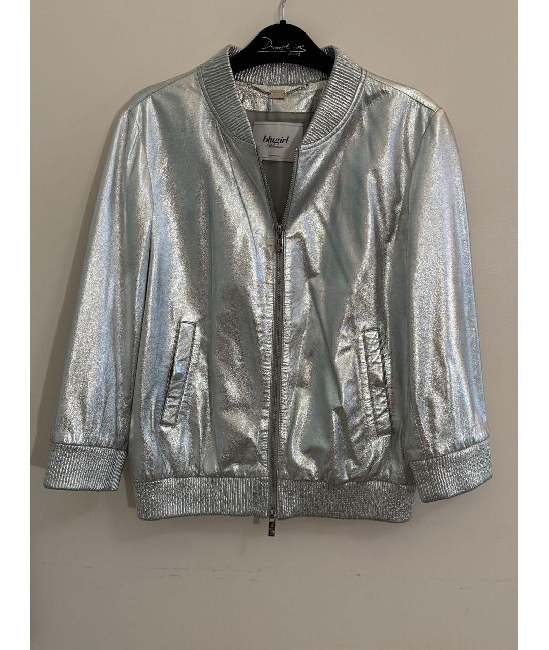 BLUGIRL Серебряная кожаная куртка, фото 9