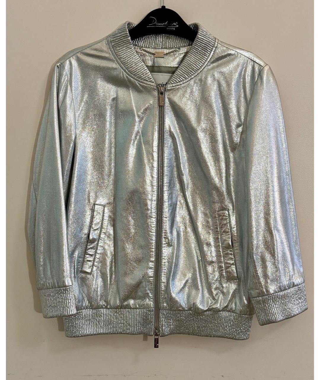 BLUGIRL Серебряная кожаная куртка, фото 3