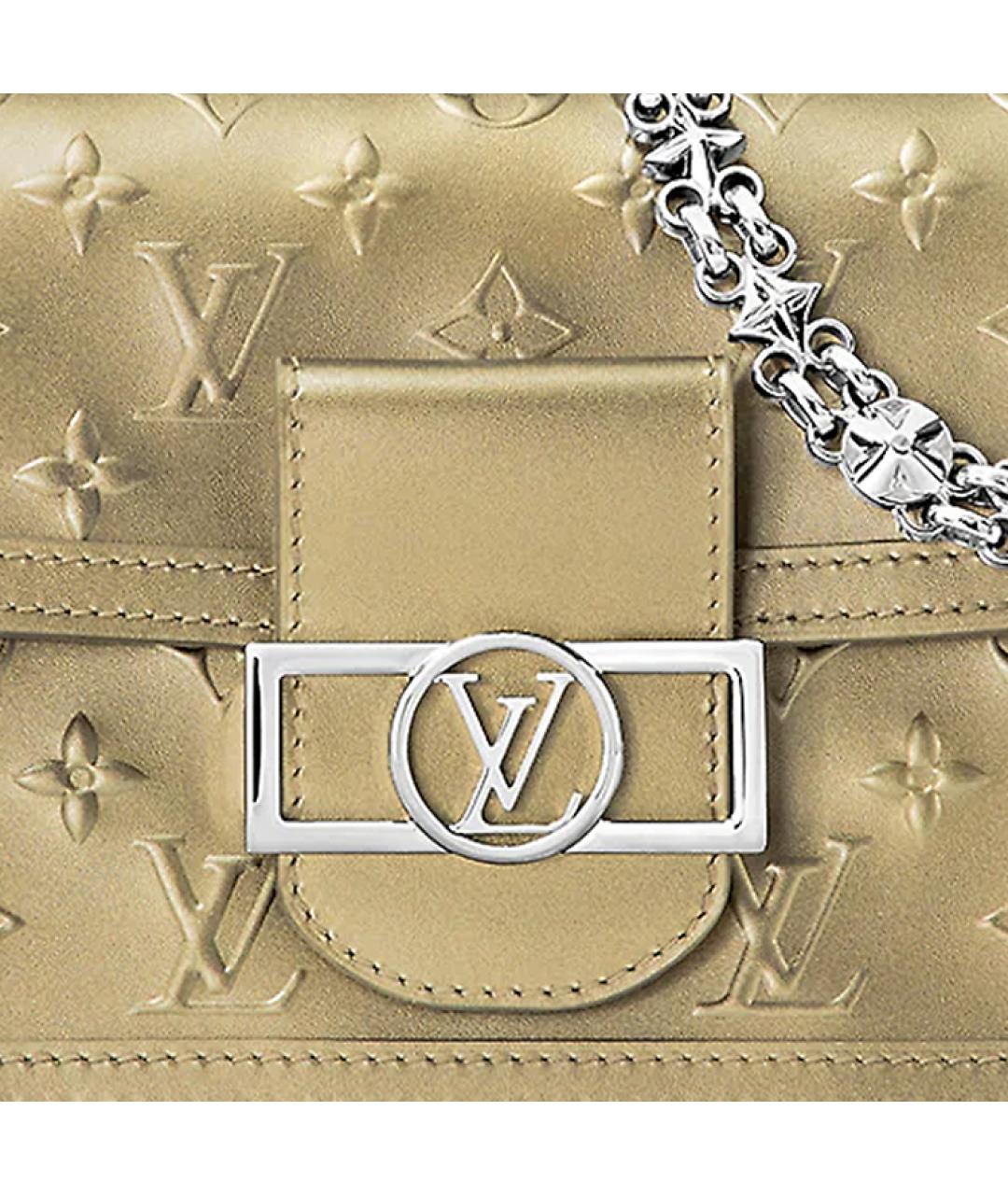 LOUIS VUITTON Золотая кожаная сумка через плечо, фото 5