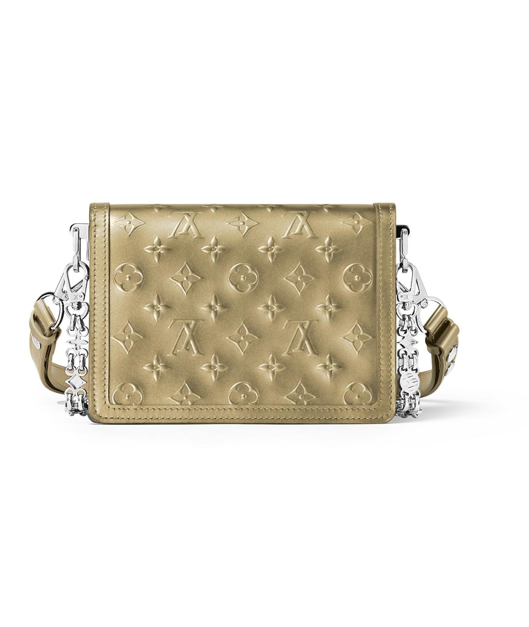 LOUIS VUITTON Золотая кожаная сумка через плечо, фото 2