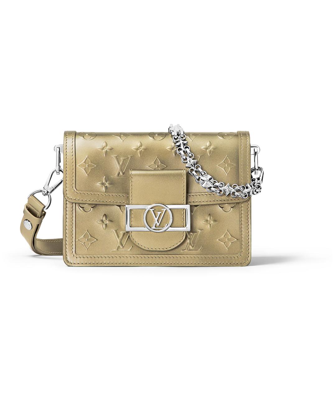 LOUIS VUITTON Золотая кожаная сумка через плечо, фото 1