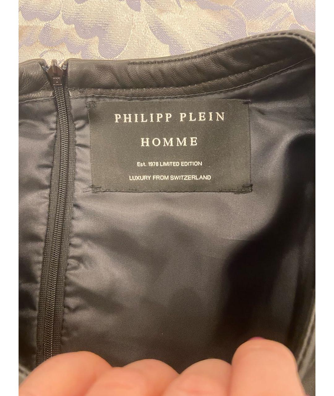 PHILIPP PLEIN Черный кожаный джемпер / свитер, фото 5