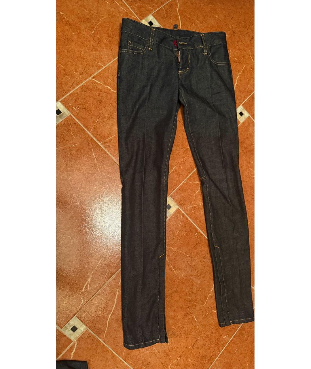 DSQUARED2 Темно-синие хлопковые джинсы слим, фото 5