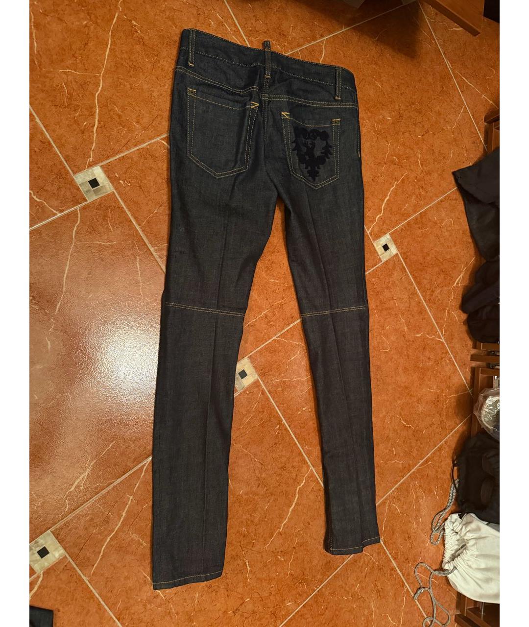 DSQUARED2 Темно-синие хлопковые джинсы слим, фото 2