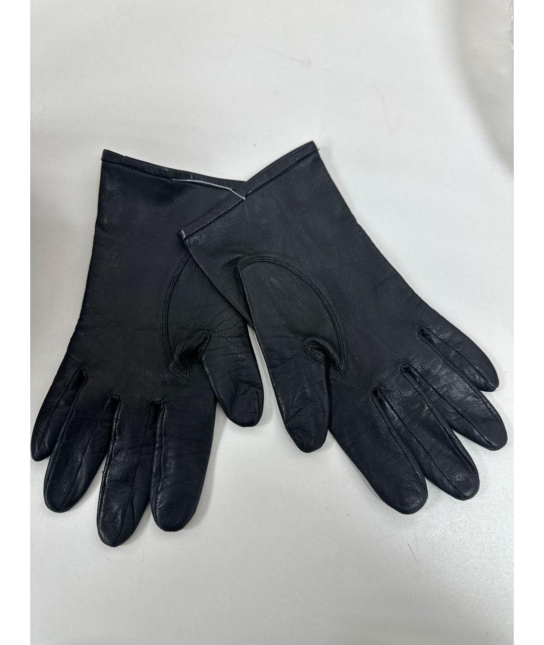SAINT LAURENT Черные кожаные перчатки, фото 4