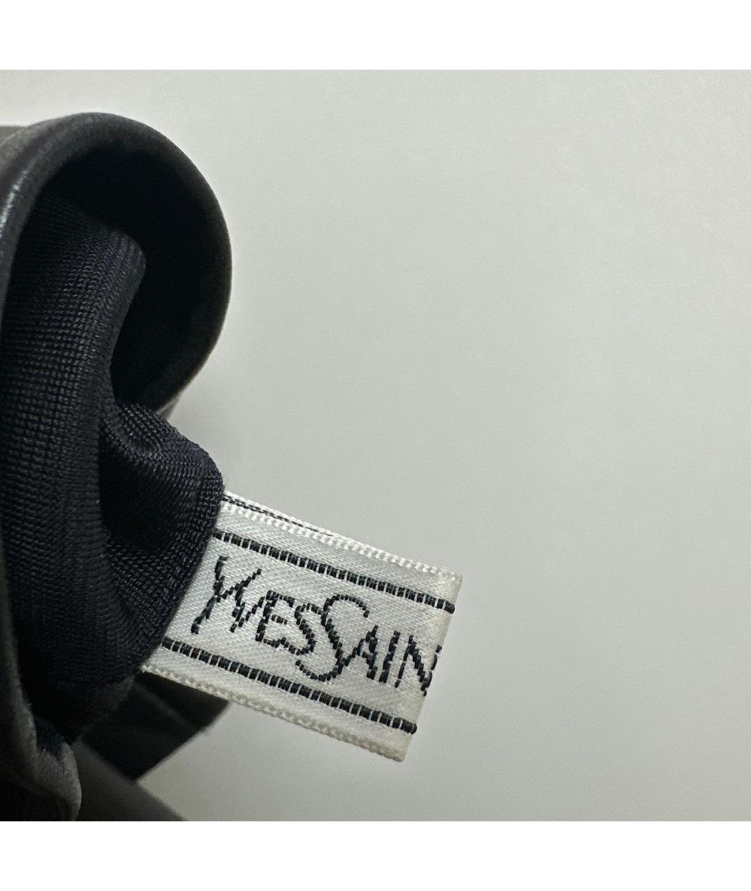 SAINT LAURENT Черные кожаные перчатки, фото 3