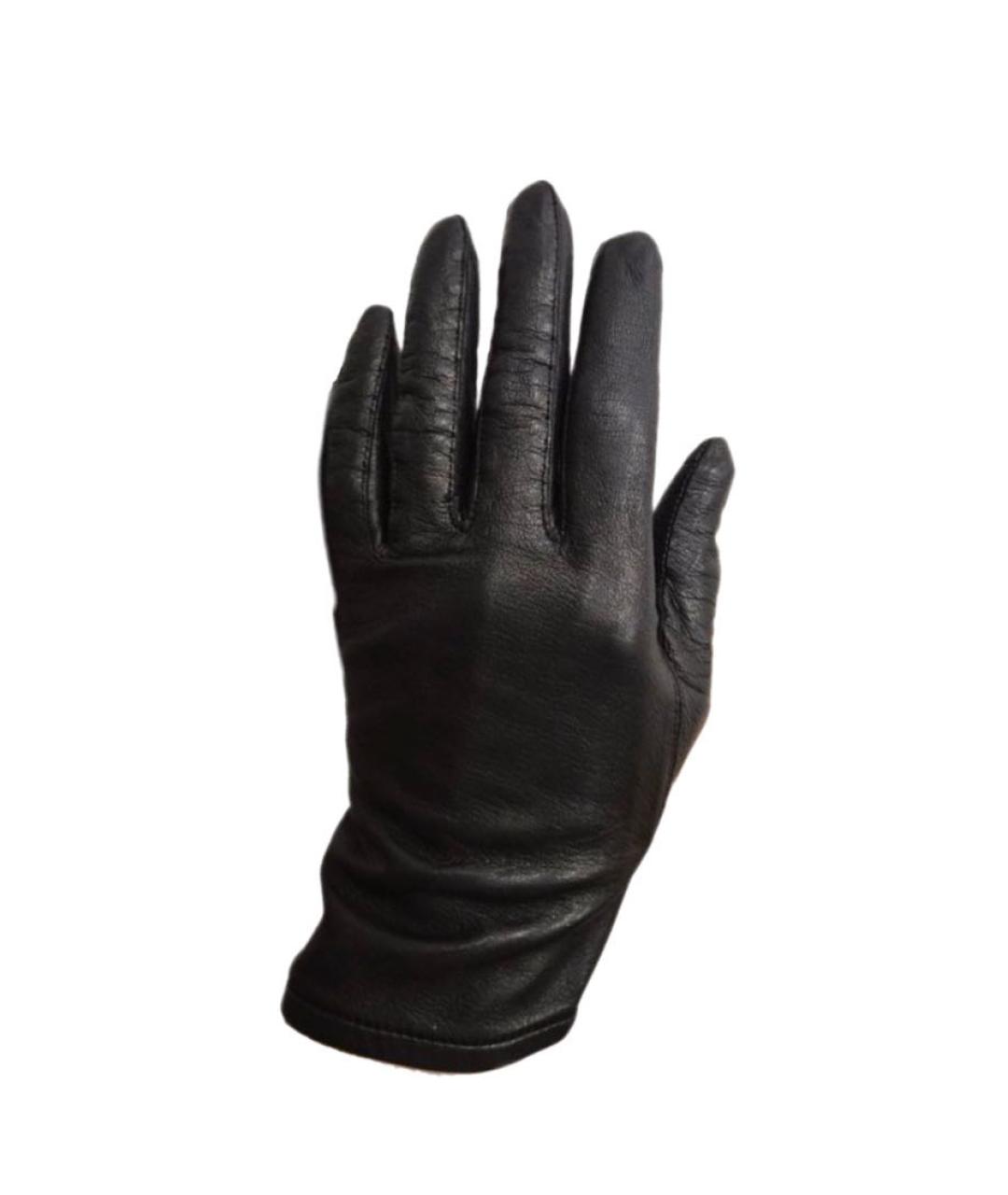 SAINT LAURENT Черные кожаные перчатки, фото 1