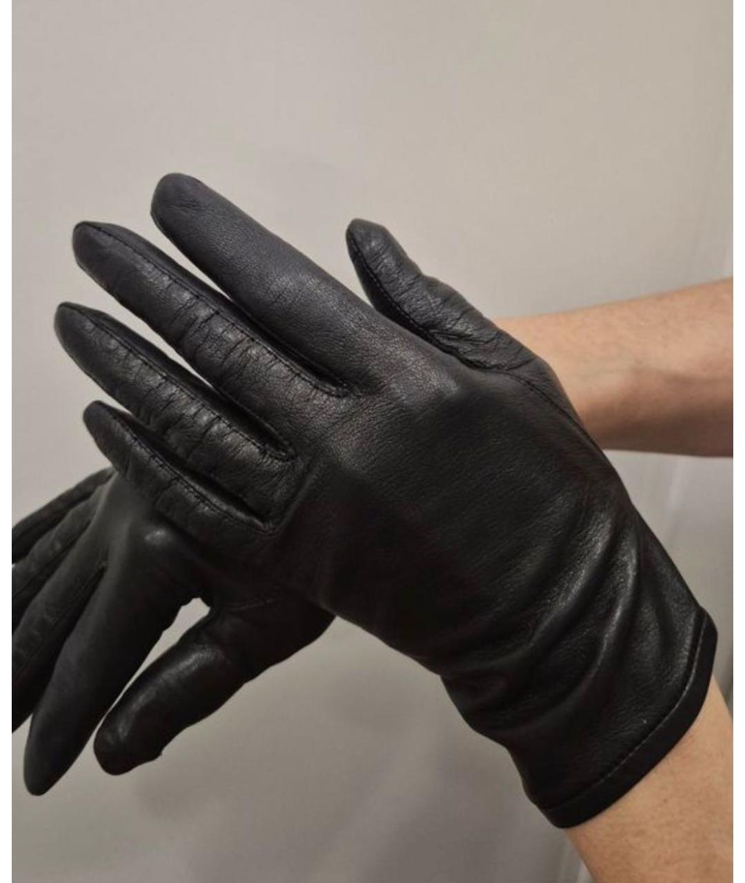 SAINT LAURENT Черные кожаные перчатки, фото 5