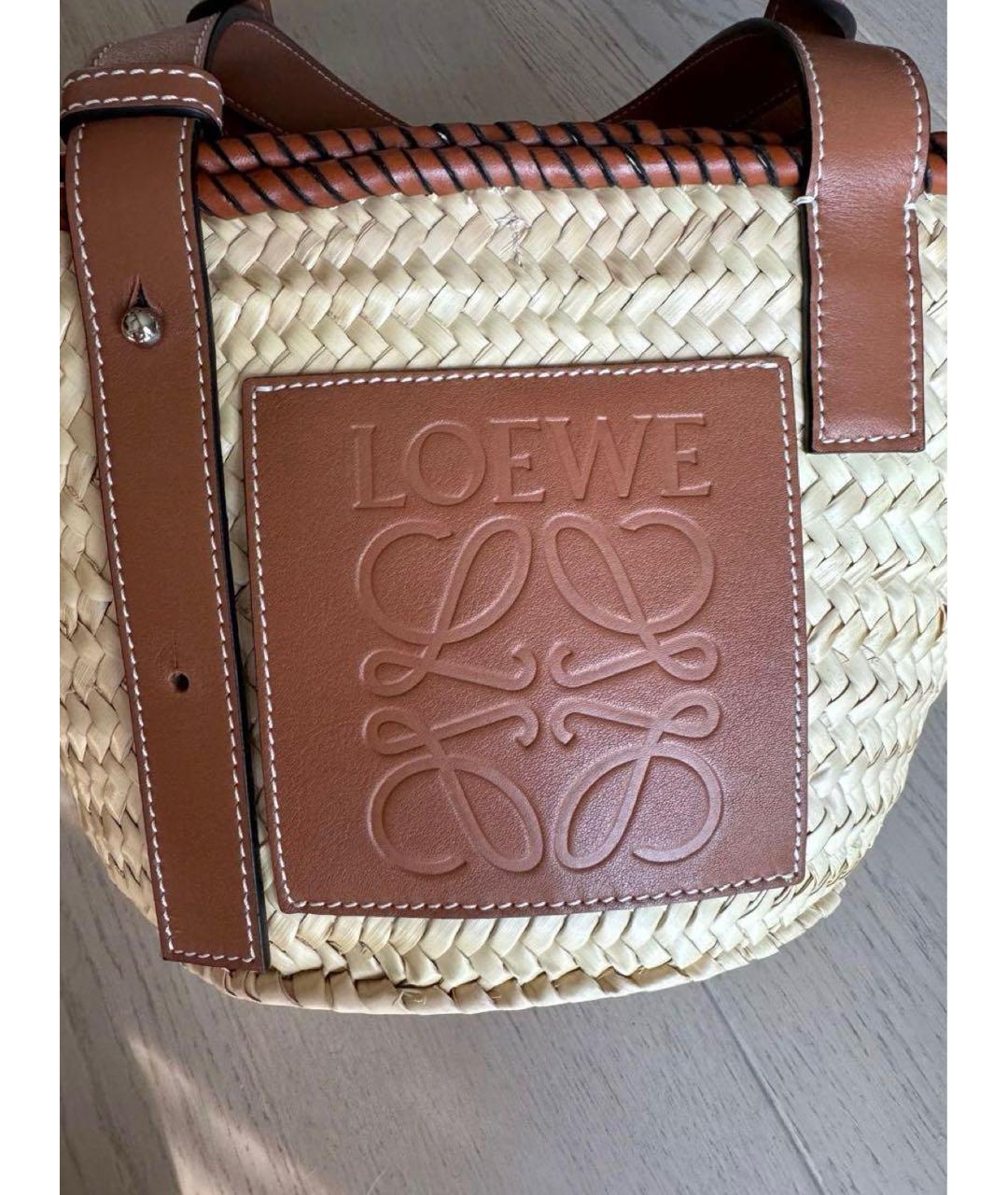 LOEWE Бежевая пелетеная сумка с короткими ручками, фото 2