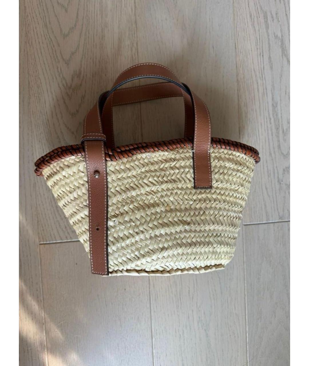 LOEWE Бежевая пелетеная сумка с короткими ручками, фото 3