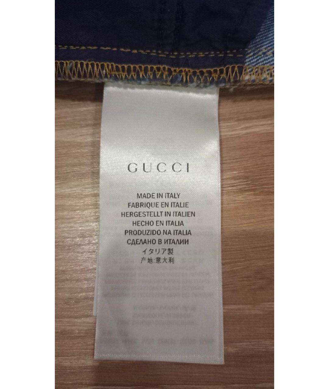 GUCCI Голубые хлопковые прямые джинсы, фото 6