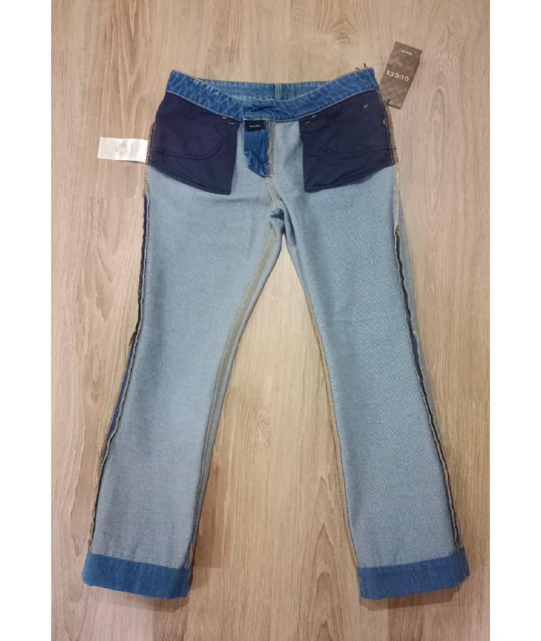 GUCCI Голубые хлопковые прямые джинсы, фото 5