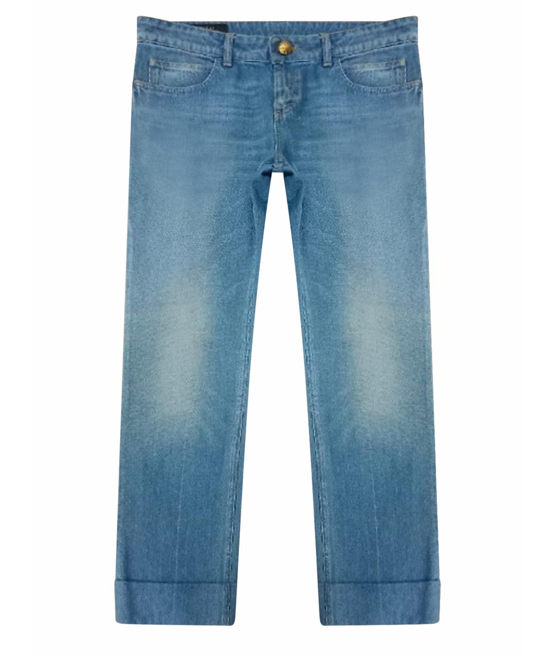 GUCCI Голубые хлопковые прямые джинсы, фото 1