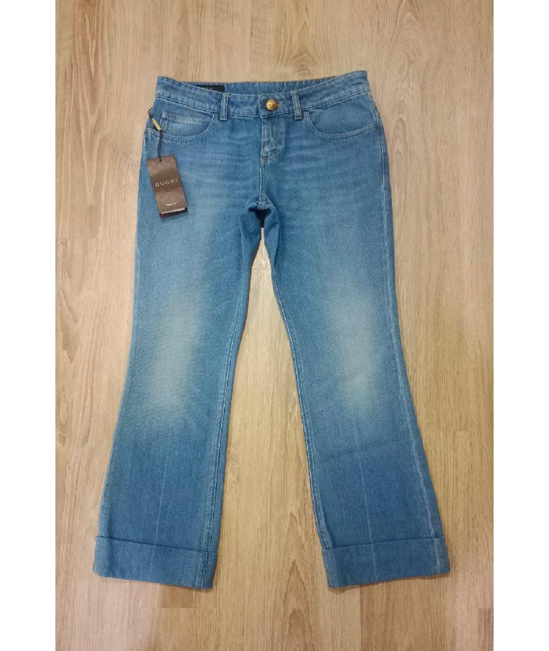 GUCCI Голубые хлопковые прямые джинсы, фото 10