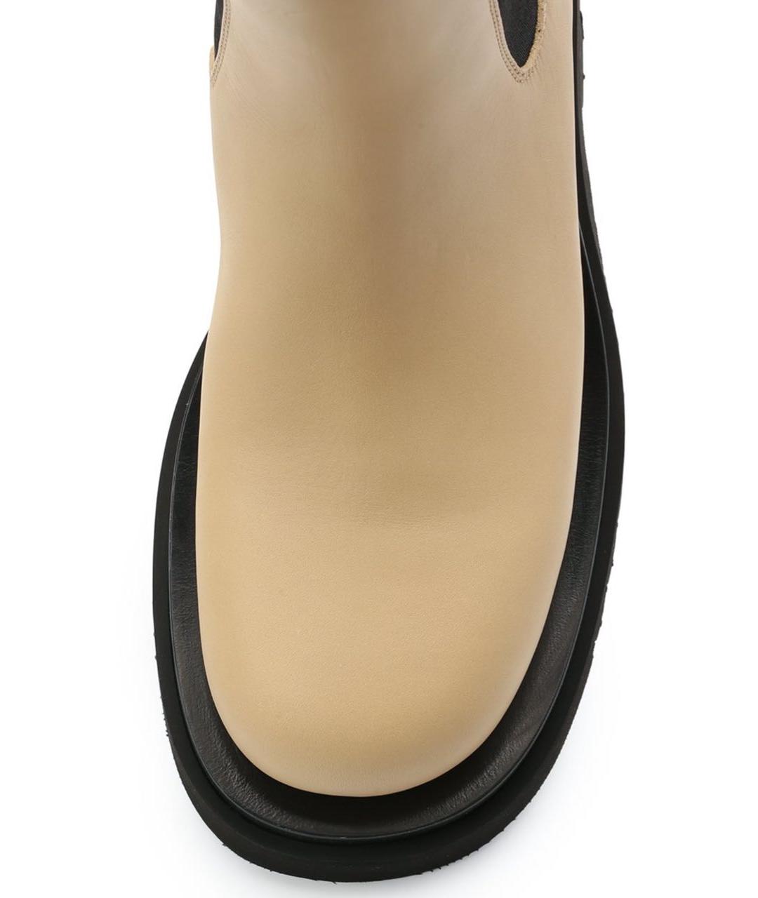 BOTTEGA VENETA Бежевые кожаные полусапоги, фото 3