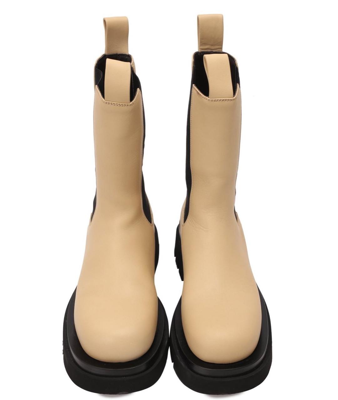 BOTTEGA VENETA Бежевые кожаные полусапоги, фото 2